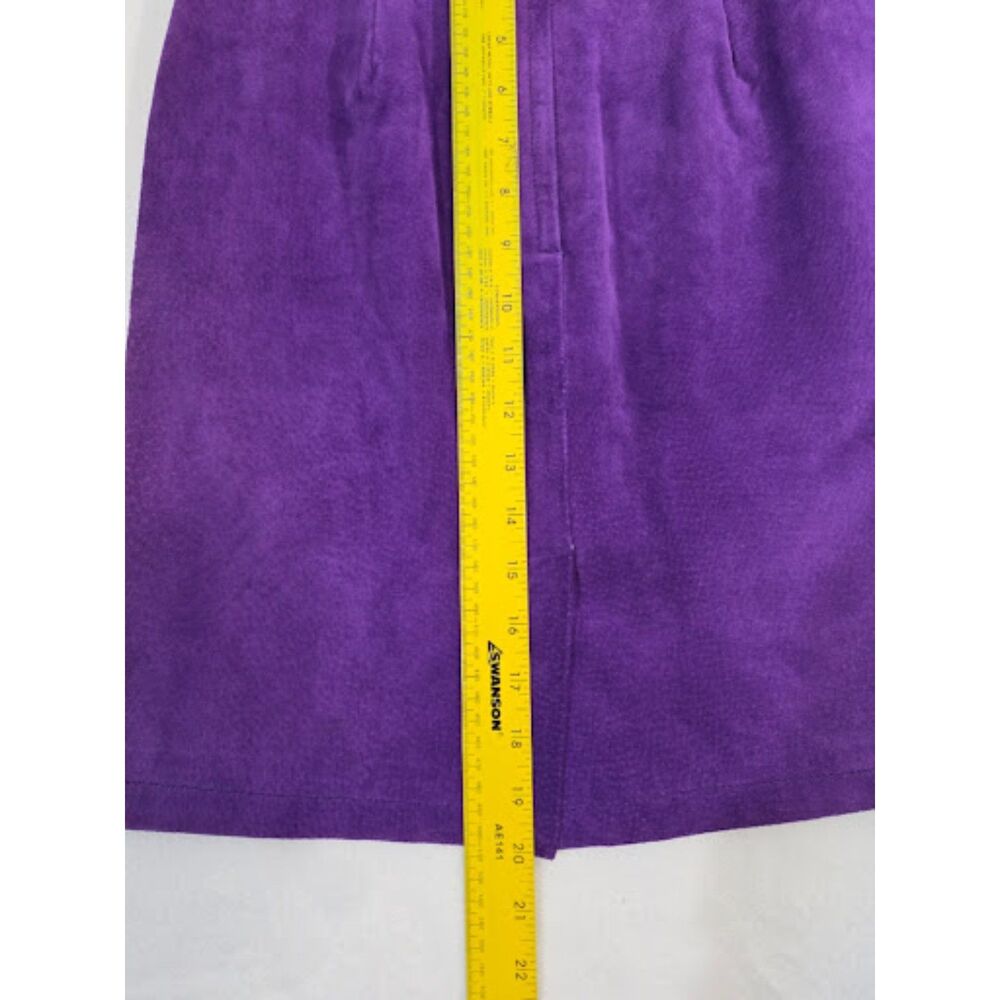 Vintage 90s G-III Global Identity Purple Suede Leather Pencil Skirt Womens 9/10 - Picture 3 of 8